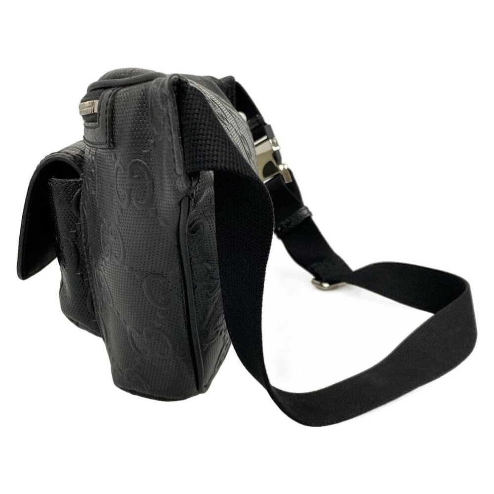 GUCCI Jumbo GG Large Belt Bag 645093 Black Leather Bum Bag - Picture 4 of 15